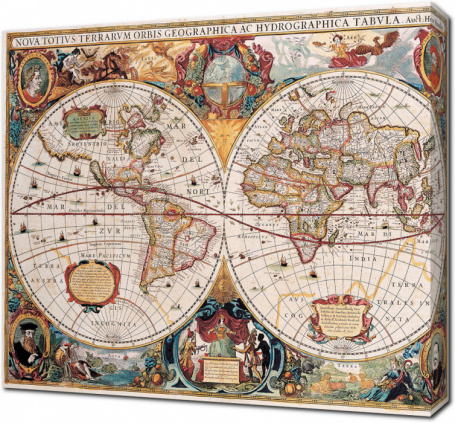 Старинная карта мира в виде глобуса