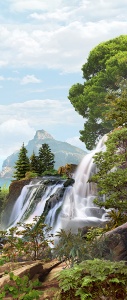 Водопад на фоне горы