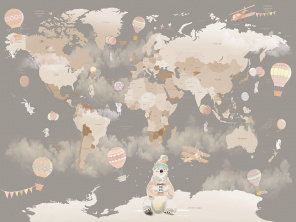 Карта мира и медведь с южного полюса