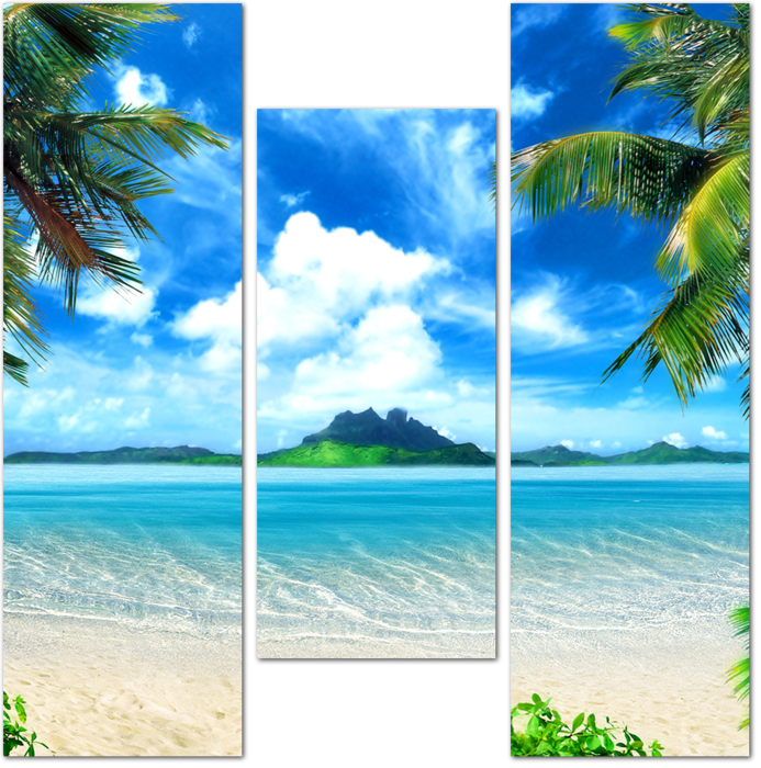 Тропический берег, пляж с пальмами