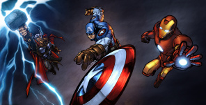 Мстители. Тор, Железный человек и капитан Америка