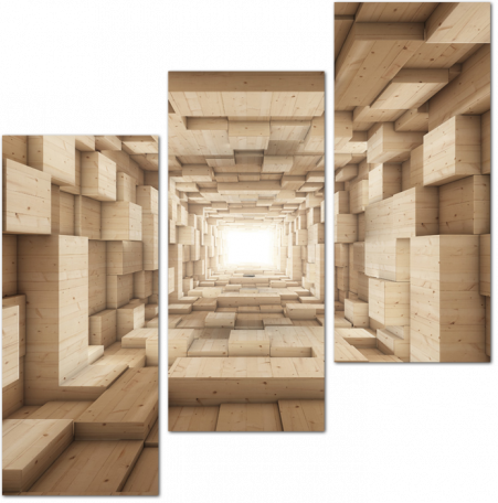 3D туннель из деревянных кубов