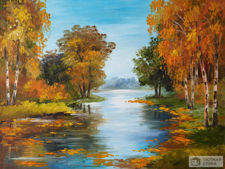 Осенняя река и березы