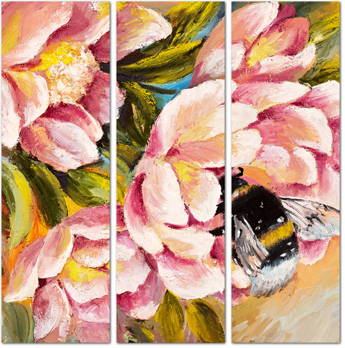 Живописная пчелка и цветы