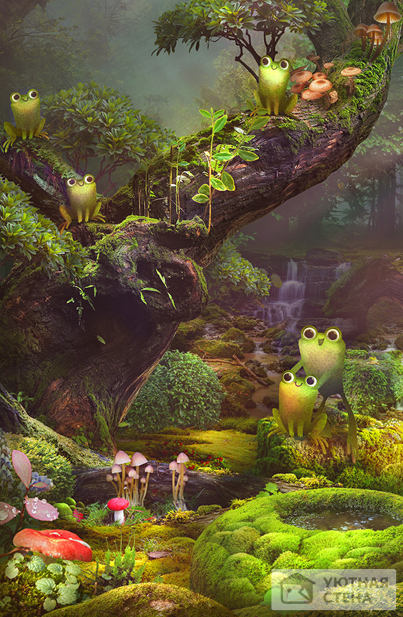 Волшебный лес с лягушками
