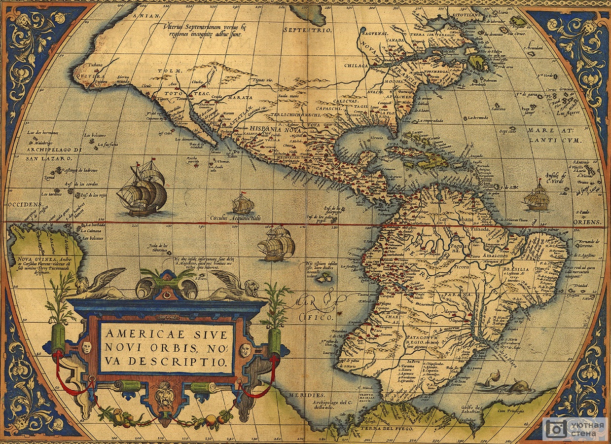 Абрахам Ортелий карта мира 1570
