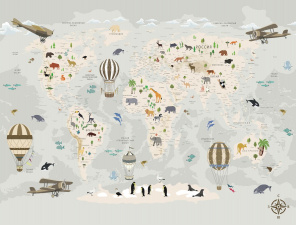 Детская карта с воздушными шарами и животными
