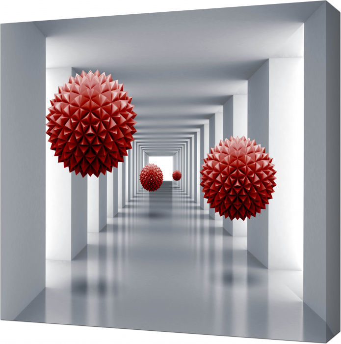 Туннель с красными 3D шарами