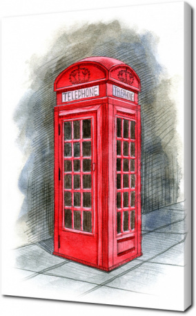 Рисунок красной телефонной будки Лондона