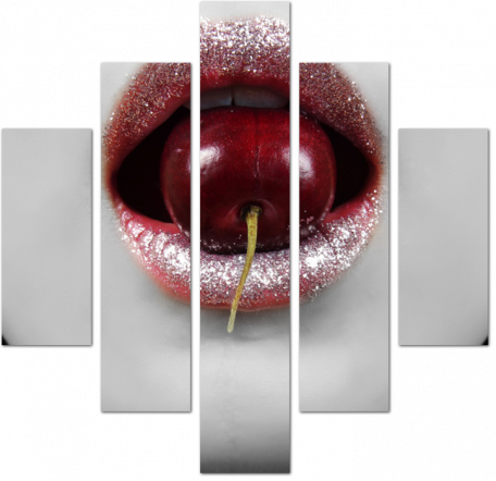 Креативное изображение женских губ с черешней