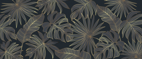 Роскошные золотые пальмовые листья на темном фоне