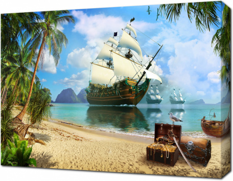 Пиратский остров и корабли