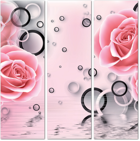 3D розы с кругами над водой