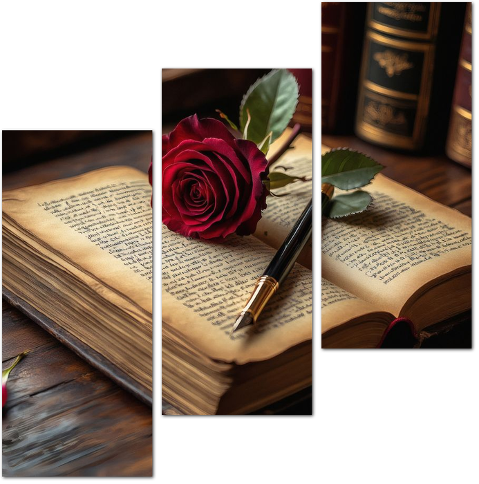 Старая книга с розой