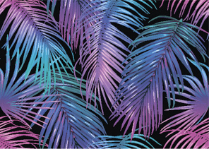 Ярко фиолетовые и синие листья пальмы