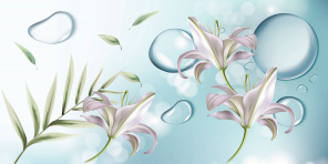 Нежные лилии с объемными большими каплями воды