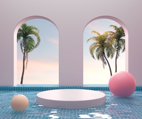 Дивный бассейн с видом на пальмы