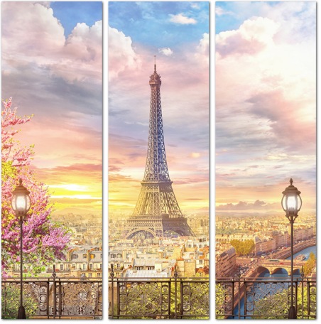 Балкон с видом на Эйфелеву башню в Париже