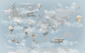 Карта мира на фоне неба