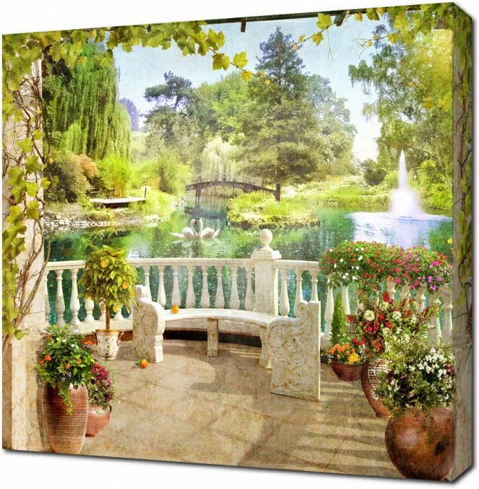 Терраса в парке у озера