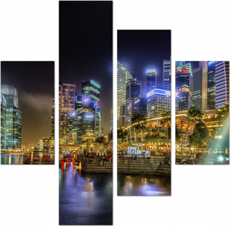 Разноцветные огни ночного Сингапура