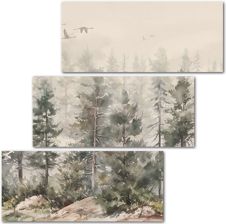 Туманный акварельный лес