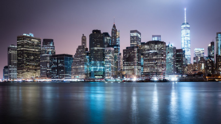 Небоскребы ночного Манхэттена