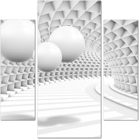 Белые шары в сетчатом туннеле