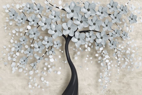 3D Дерево с нежными серыми цветами