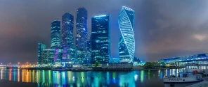 Ночная панорама с видом на Москва-сити