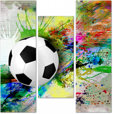 Футбольный мяч и брызги красок