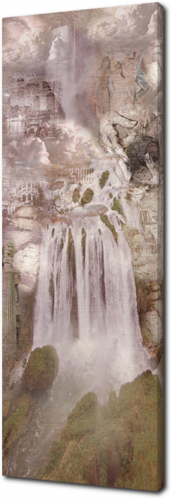 Фреска с водопад в винтажном стиле