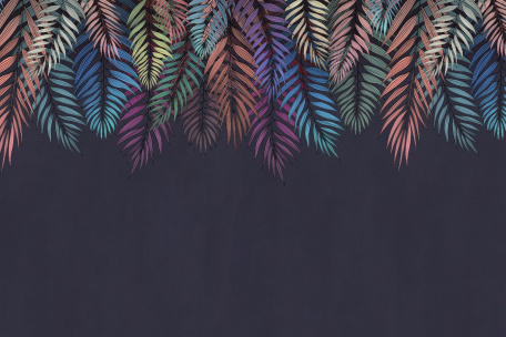 Яркие переливы пальмовых листьев на темном фоне