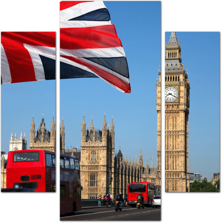 Британский флаг на фоне Биг-Бена. Лондон. Англия