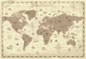 Карта мира в цветах сепии