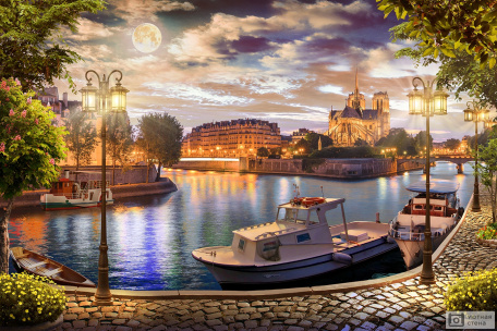 Набережная ночного Парижа