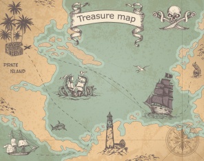 Пиратская карта с парусными судами