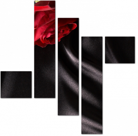 Красная роза на черном шелке