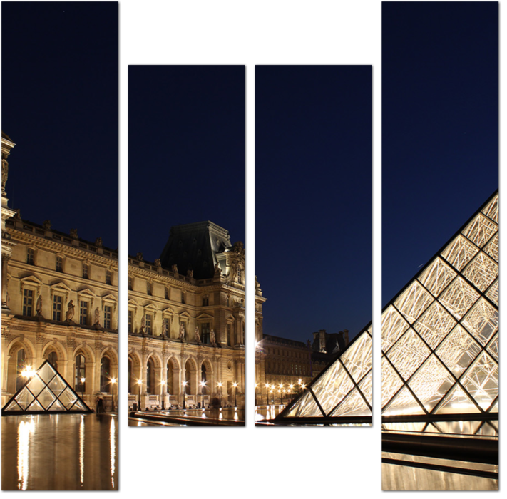Лувр освещённый фонарями. Париж. Франция