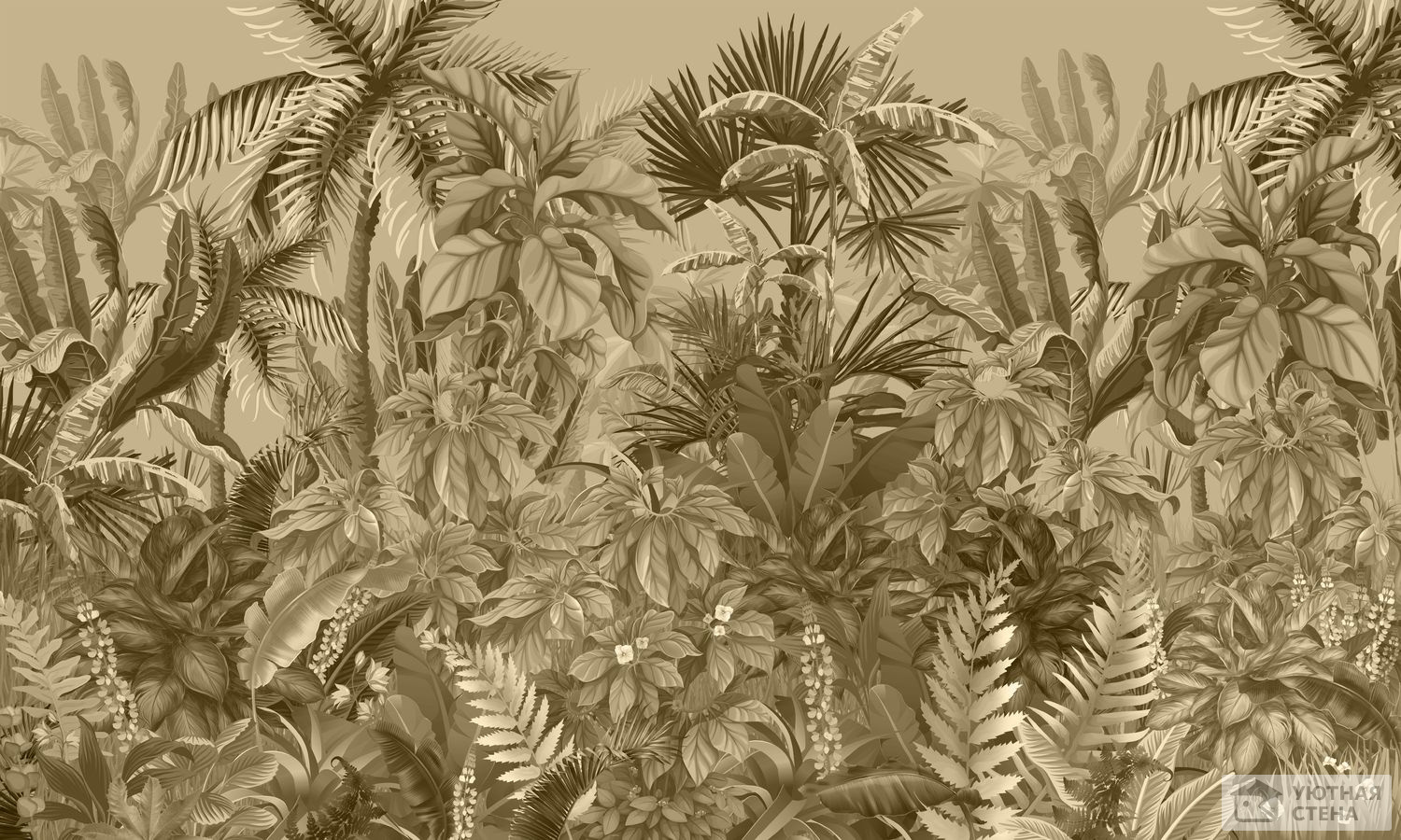 Буйство тропических листьев в сепии