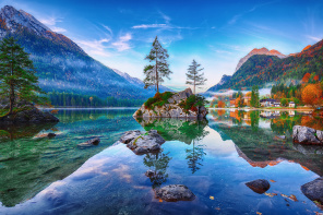 Волшебное озеро Хинтер на фоне Баварских Альп