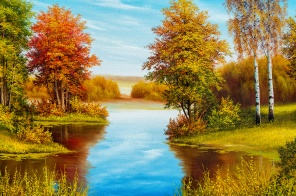 Картина Осенний пейзаж в лесу