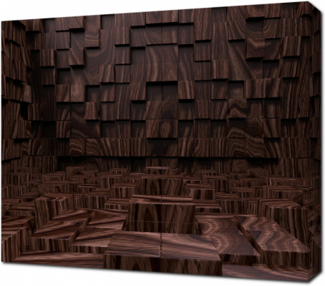 Стена из деревянных 3D фигур