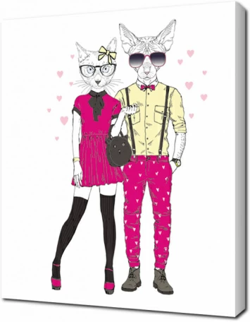 Пара кошек одетые по моде