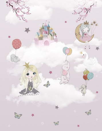 Принцессы на облаках в окружении животных