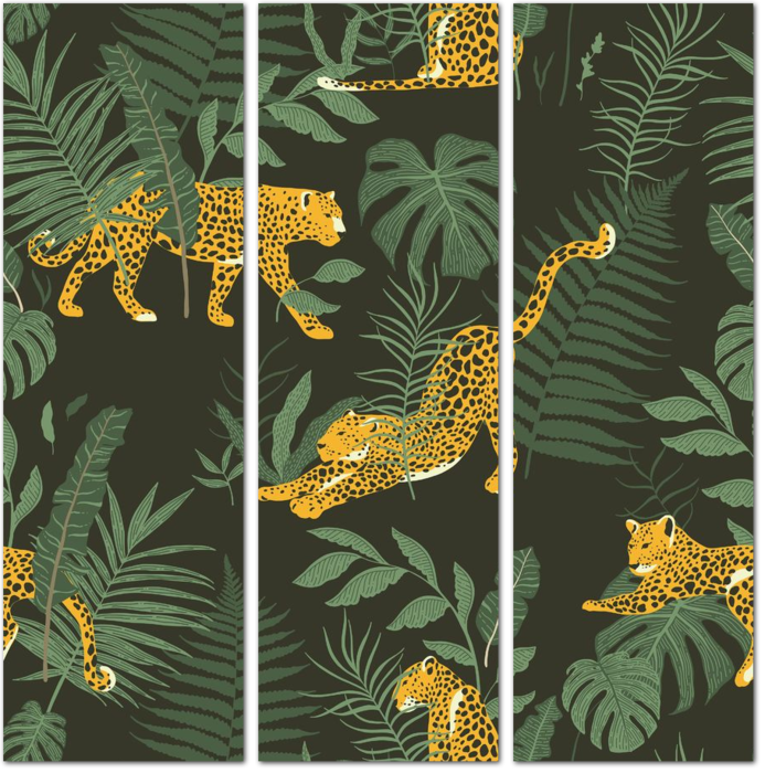 Модульная картина Тропические листья джунглей: - Арт. 900372 | Купить в  интернет-магазине Уютная стена