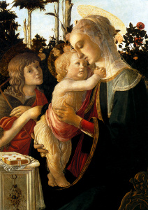 Сандро Боттичелли - .Мадонна с младенцем  в розовом саду