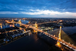 Мосты Бангкока, Таиланд, ночной мегаполис