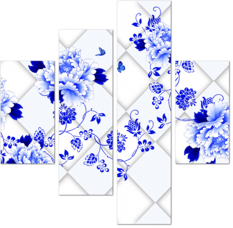 3D узор из синих цветов