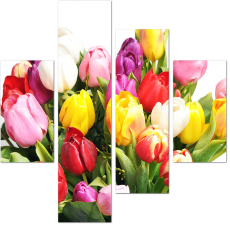Букет с разноцветными тюльпанами